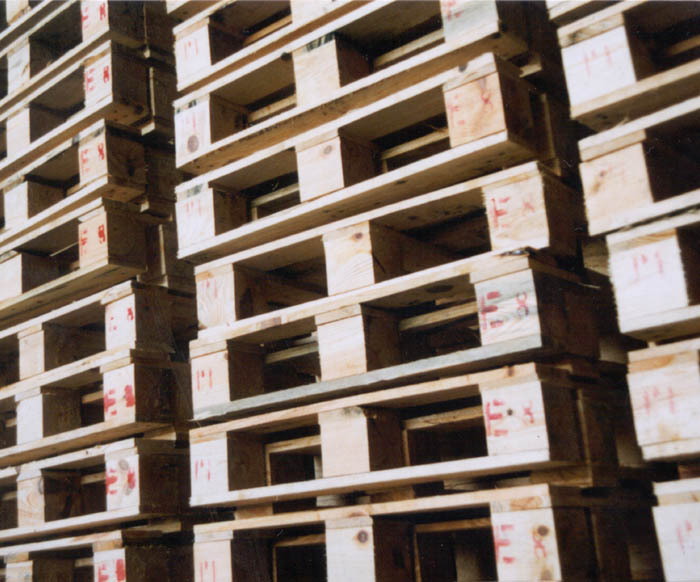 Paletes de madeira empilhadas - Soluções de transporte e armazenamento